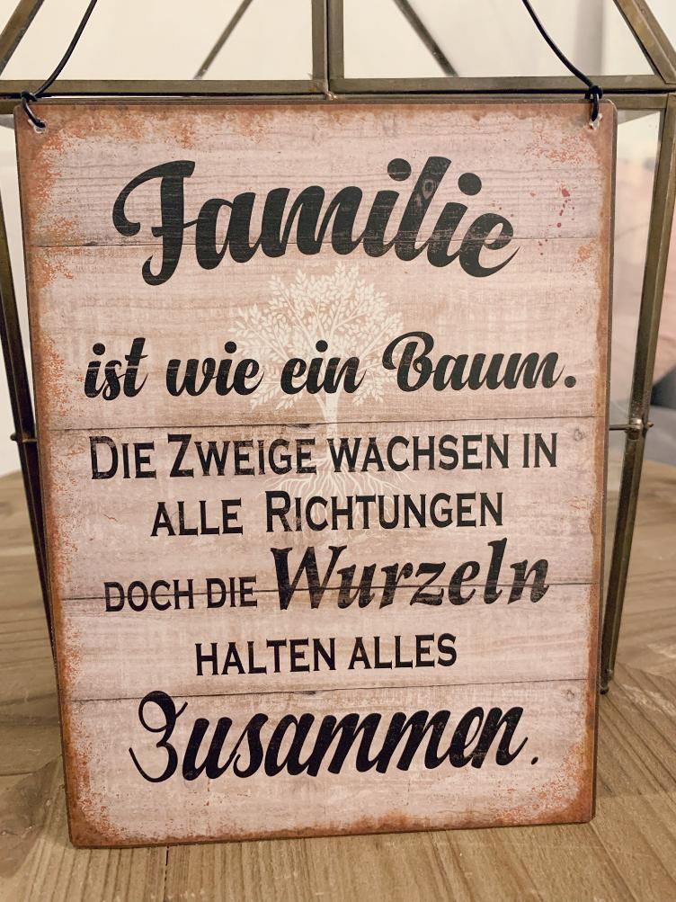 Metallschild Familie Baum