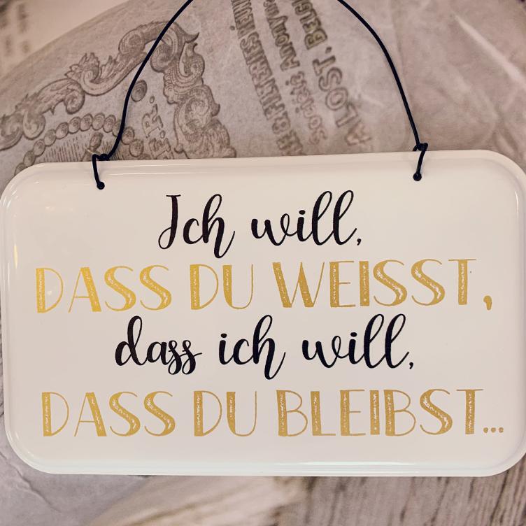 Schild Metall 'ich will'