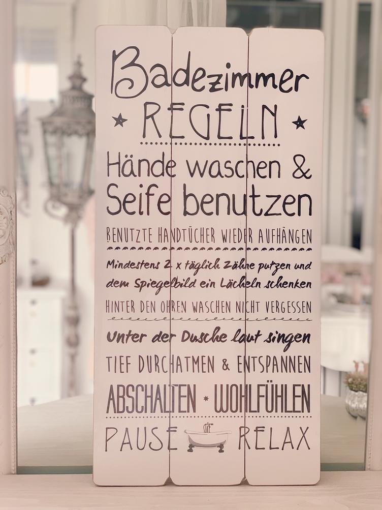 Schild Badezimmer Regeln