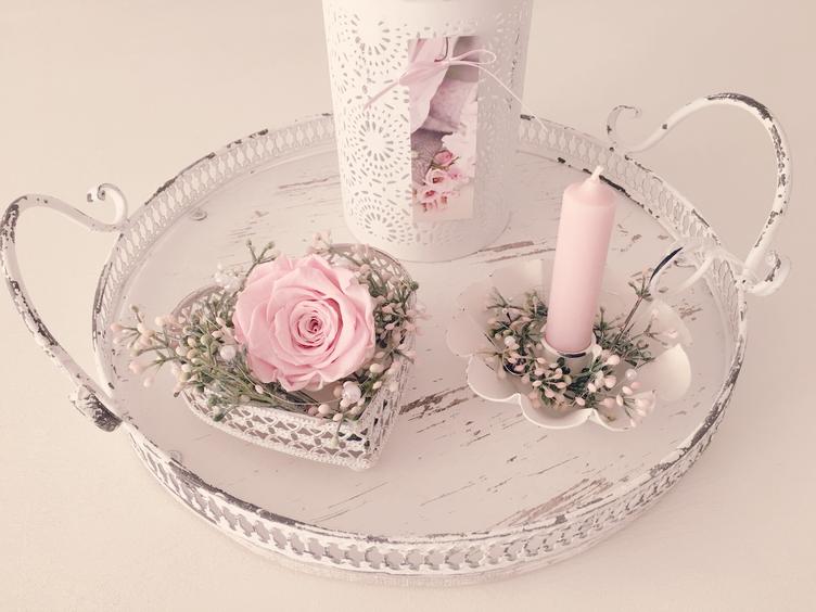 Shabby Chic Tablett rund L