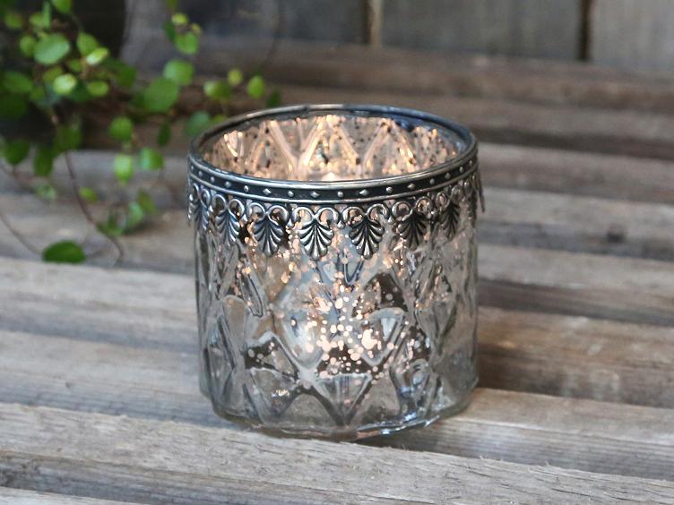 Teelicht / Vase antique silber